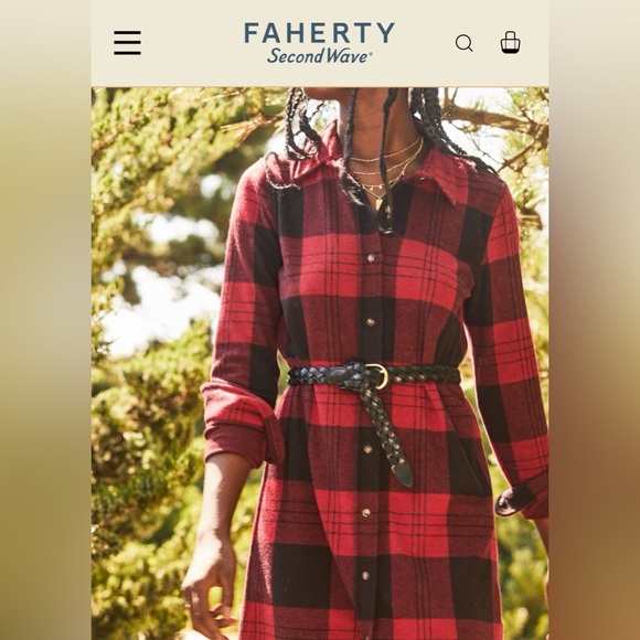 Faherty Red and Black Plaid Sweater Dress - Picture 2 of 9
